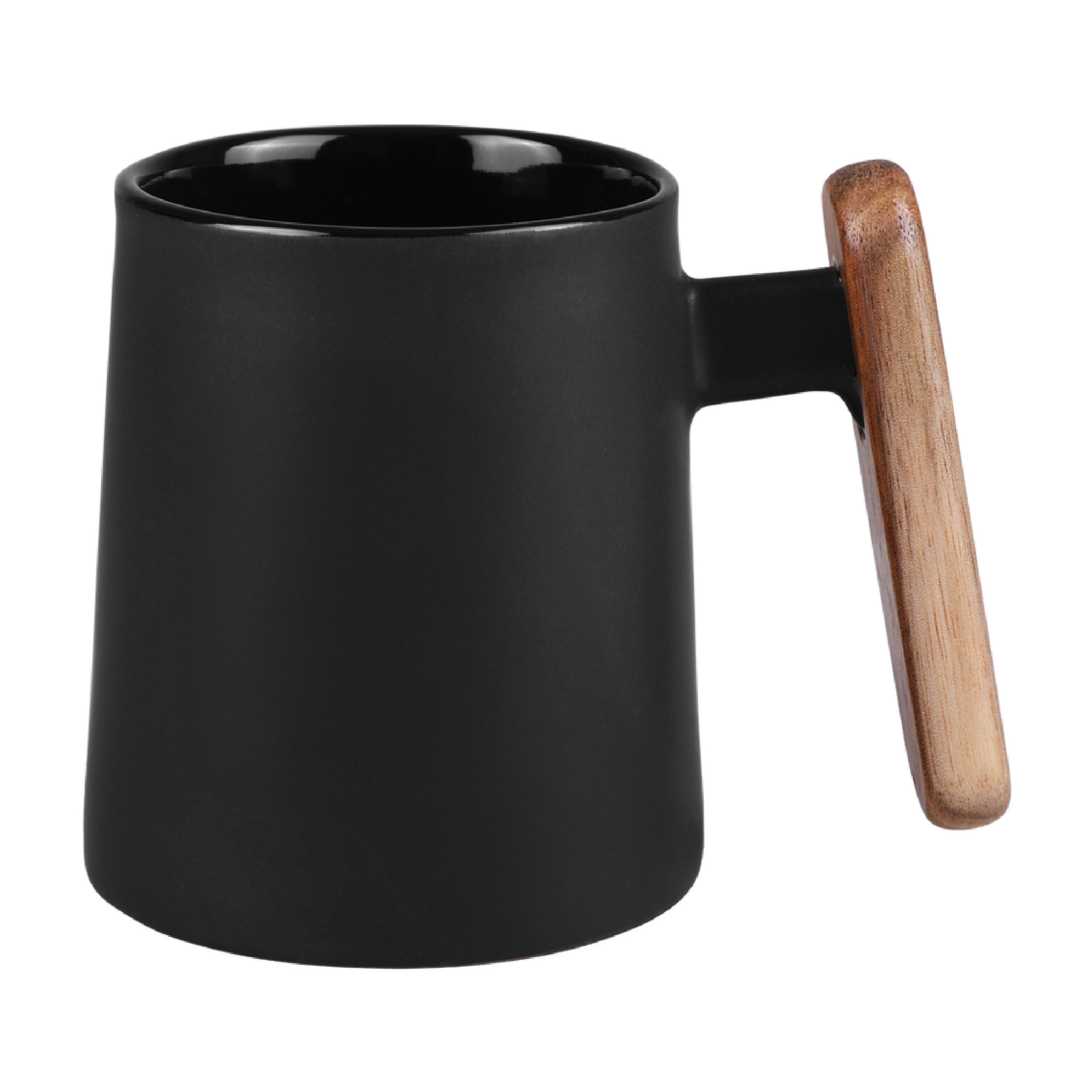 11 Oz. Ceramic Mug With Wooden Handle - Black